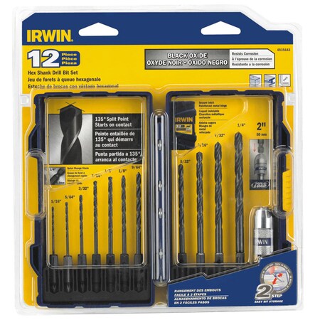 IRWIN Drill Bit Hex Shnk 12Pc 4935643